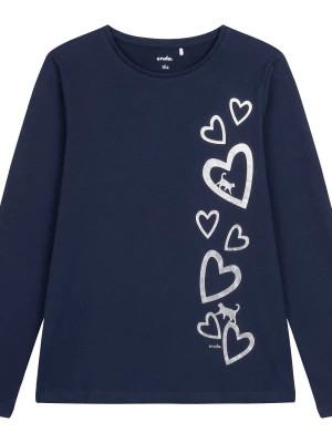 Zdjęcie produktu T-shirt z długim rękawem dla dziewczynki, z sercami, granatowy 9-13 lat Endo
