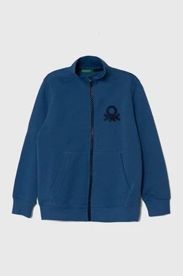 Zdjęcie produktu United Colors of Benetton bluza bawełniana dziecięca kolor niebieski z aplikacją