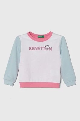 Zdjęcie produktu United Colors of Benetton bluza bawełniana dziecięca kolor różowy z nadrukiem
