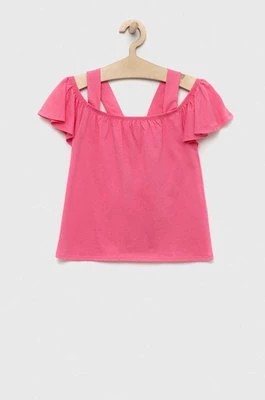 Zdjęcie produktu United Colors of Benetton bluzka bawełniana dziecięca kolor różowy gładka