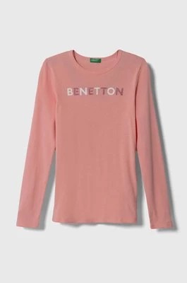 Zdjęcie produktu United Colors of Benetton longsleeve dziecięcy kolor różowy