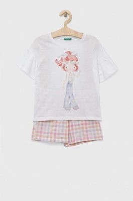 Zdjęcie produktu United Colors of Benetton piżama bawełniana dziecięca kolor różowy wzorzysta