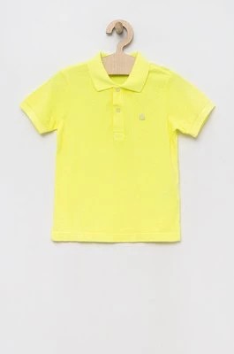 Zdjęcie produktu United Colors of Benetton polo bawełniane dziecięce kolor żółty gładki