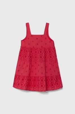 Zdjęcie produktu United Colors of Benetton sukienka bawełniana dziecięca kolor różowy mini rozkloszowana