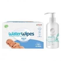 Zdjęcie produktu Waterwipes Chusteczki nawilżane nasączane czystą wodą Biodegradowalne + Little Siberica Organiczne mydło dla dzieci 0+ Zestaw 12 x 60 szt. + 250 ml
