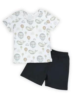 Komplet chłopięcy bawełniany- t-shirt + szorty- wieloryby i balony Nicol