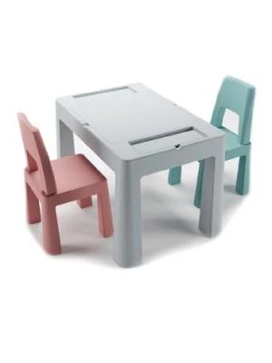 Komplet Multifun stolik i dwa krzesełka - szary, różowy, turkusowy TEGA