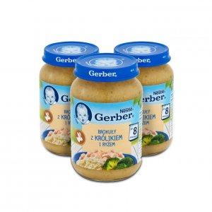Gerber - 3 x Gerber - Brokuły z królikiem i ryżem w super cenie