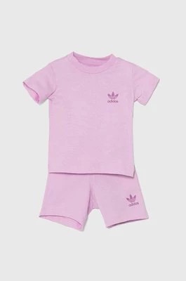 Zdjęcie produktu adidas Originals komplet bawełniany niemowlęcy kolor fioletowy
