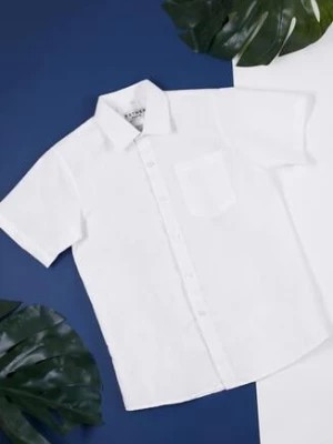 Zdjęcie produktu Biała Elegancka Koszula z Krótkim Rękawem i Kieszonką Fineos