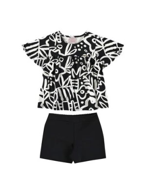 Zdjęcie produktu Czarno-biały komplet dla dziewczynki - bluzka + szorty Quimby