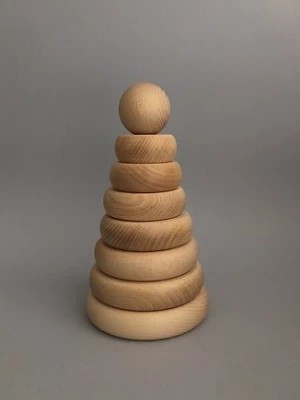 Zdjęcie produktu Drewniana zabawka edukacyjna piramidka z kulką tralala studio