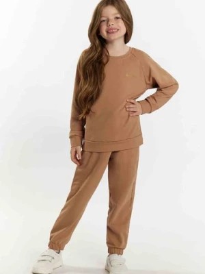Zdjęcie produktu Komplet dresowy dziewczęcy - bluza i spodnie dresowe - camel TUP TUP