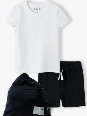 Zdjęcie produktu Komplet gimnastyczny dla dziewczynki - granatowe spodenki i biały t-shirt 5.10.15.