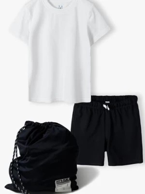 Zdjęcie produktu Komplet ubrań na gimnastykę - granatowe szorty + biały t-shirt + worek 5.10.15.