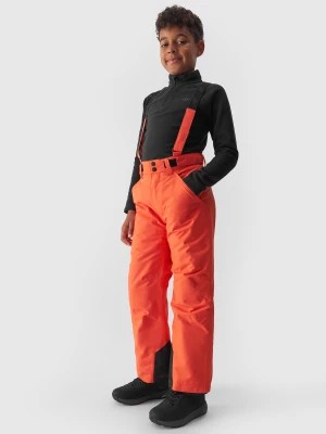 Zdjęcie produktu Spodnie narciarskie z szelkami membrana 8000 chłopięce - pomarańczowe 4F