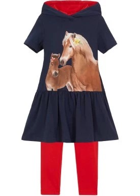 Zdjęcie produktu Sukienka dziewczęca z dżerseju + legginsy (2 części), bawełna organiczna bonprix