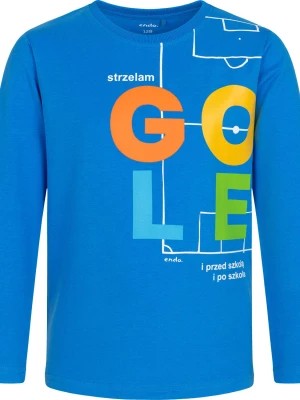 Zdjęcie produktu T-shirt z długim rękawem dla chłopca, z motywem piłkarskim, niebieski, 2-8 lat Endo