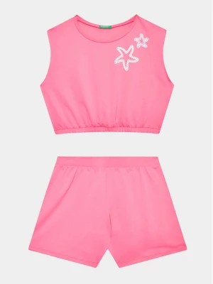 Zdjęcie produktu United Colors Of Benetton Komplet t-shirt i spodenki 3096CK007 Różowy Regular Fit